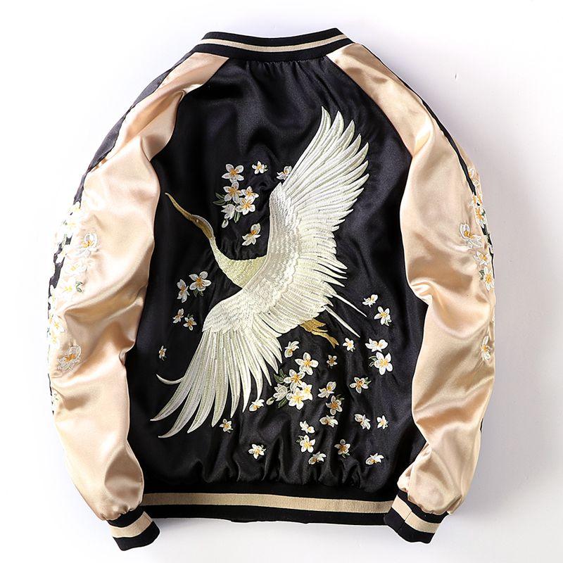 Áo khoác nam nữ áo khoác thêu áo khoác sukajan jacket áo khoác bomber thêu mặc được 2 mặt thanh niên đồng phục bóng chày thời trang đường phố