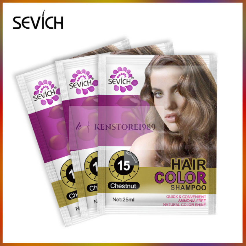 Dầu Gội Nhuộm Tóc Sevich 25ml/Gói Màu Hạt Dẻ (Chestnut)