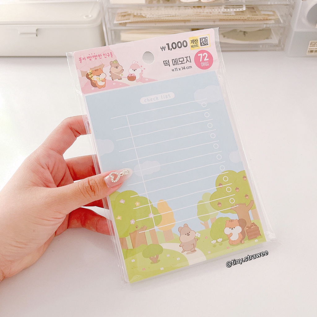 Giấy ghi chú - memo note Daiso Hàn | Tiny Strawee