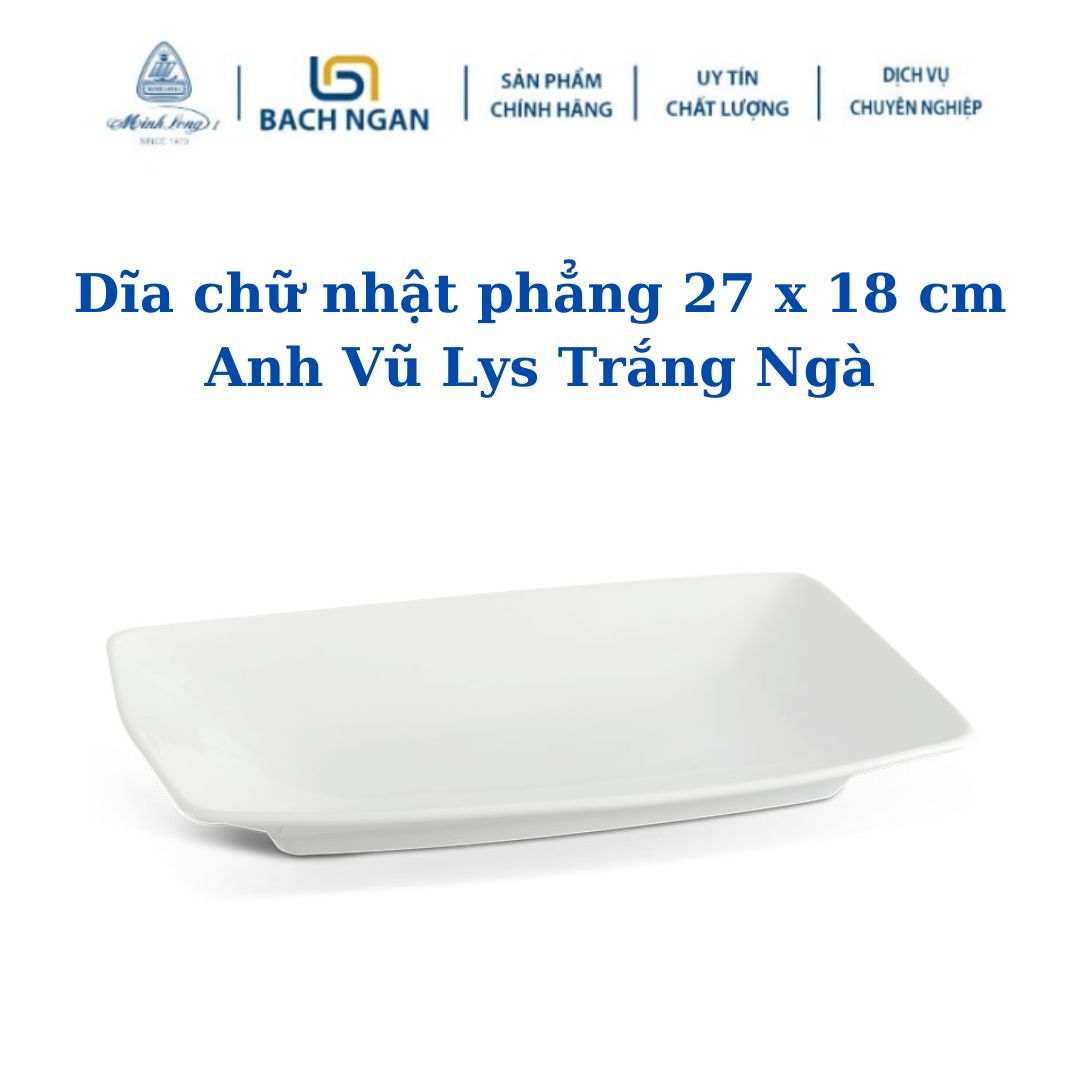 Plates rectangle flat 27x18 cm UK dance Lys white ivory-sleek, food decoration attractive