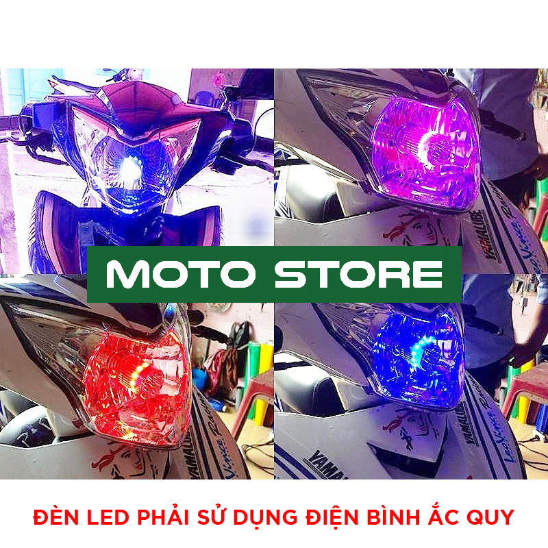 Đèn pha Led xe máy 7 màu 4 tim H4 ( giá 1 cái )