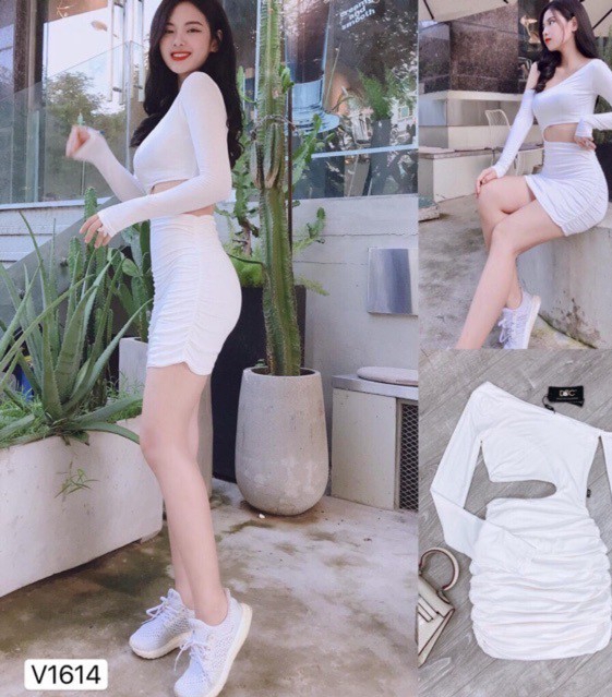 [HCM]Đầm ôm body kiểu khoét eo chất thun Borip ( có ảnh thật)
