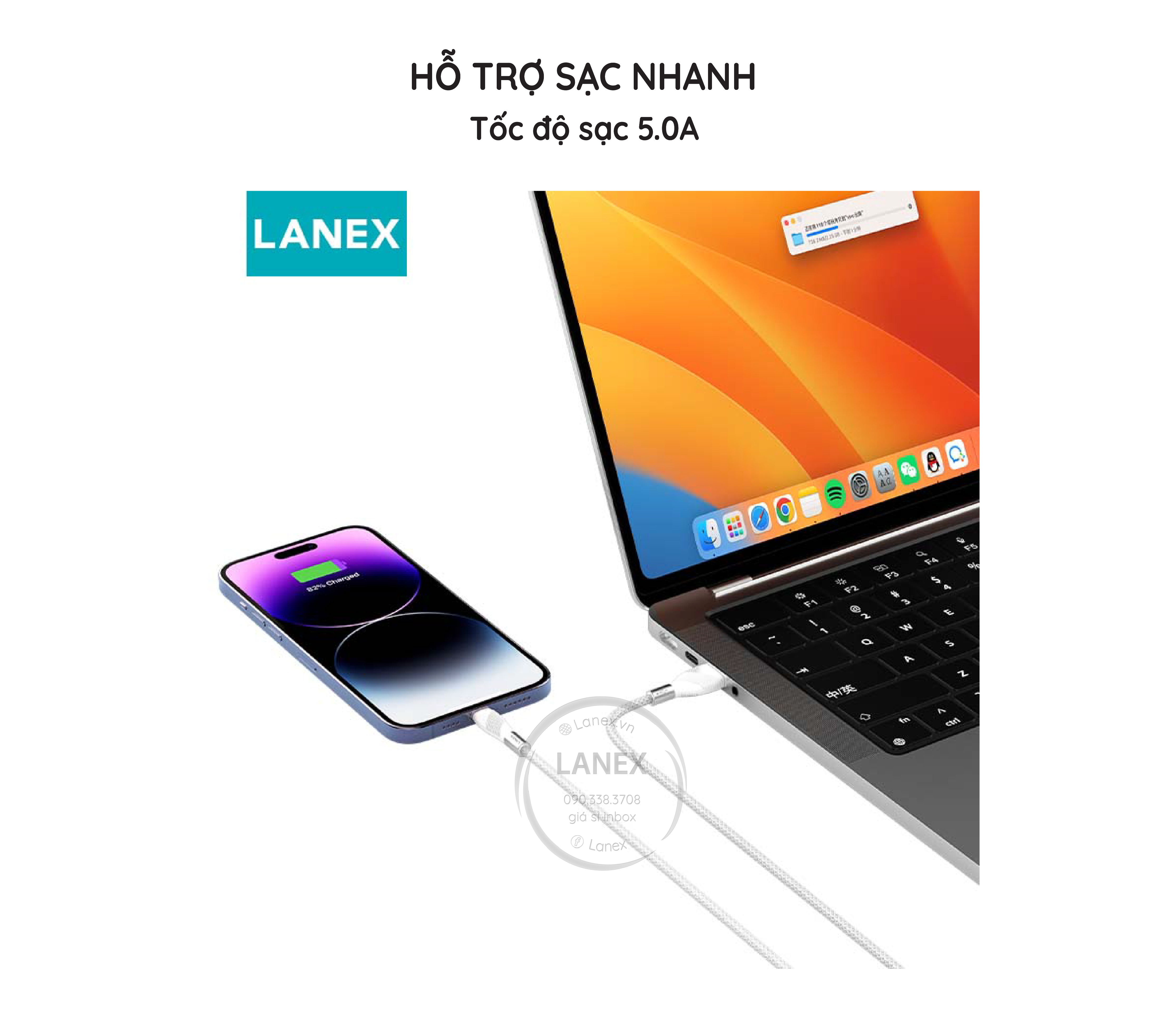 Cáp Sạc Nhanh Lanex Ls29m Dây Dù Micro 5.0a Dài 1.0m
