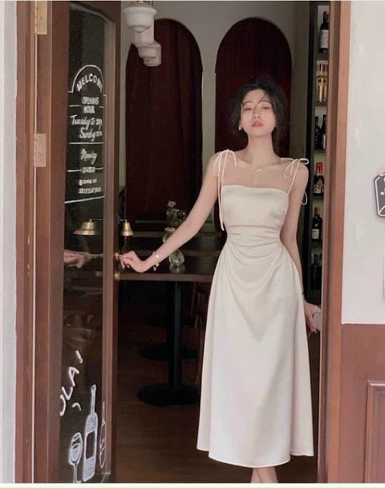 ĐẦM DỰ TIỆC 2 DÂY LỤA KHOÉT EO MIN DRESS