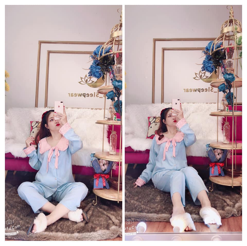 [HCM]Bộ lụa hàn bèo tiểu thư - quần dài có túi - ẢNH THẬT
