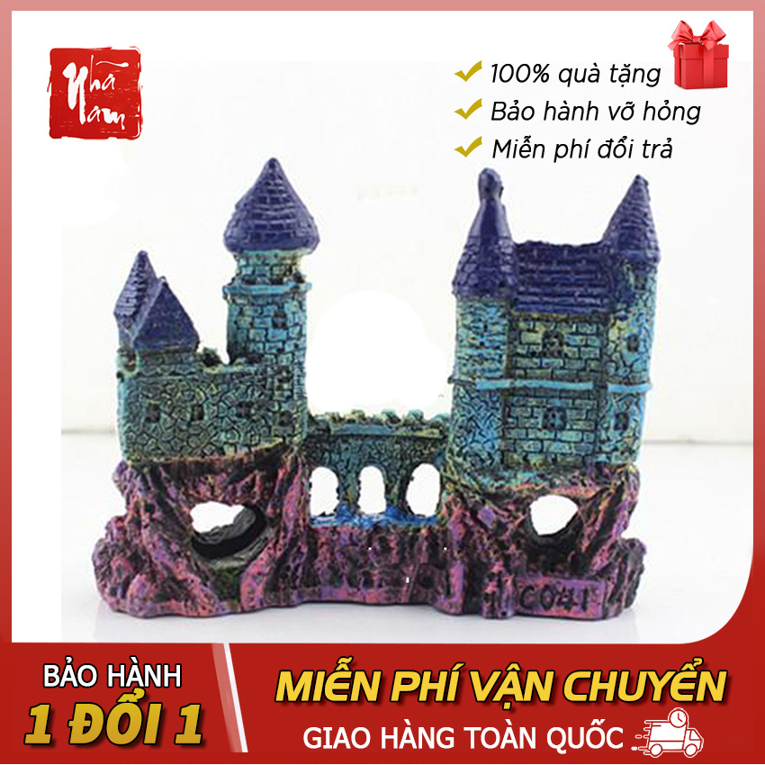 Mô hình lâu đài xanh trang trí bể cá phụ kiện thiết bị bể cá cảnh quan bể cá trang trí nhà cửa