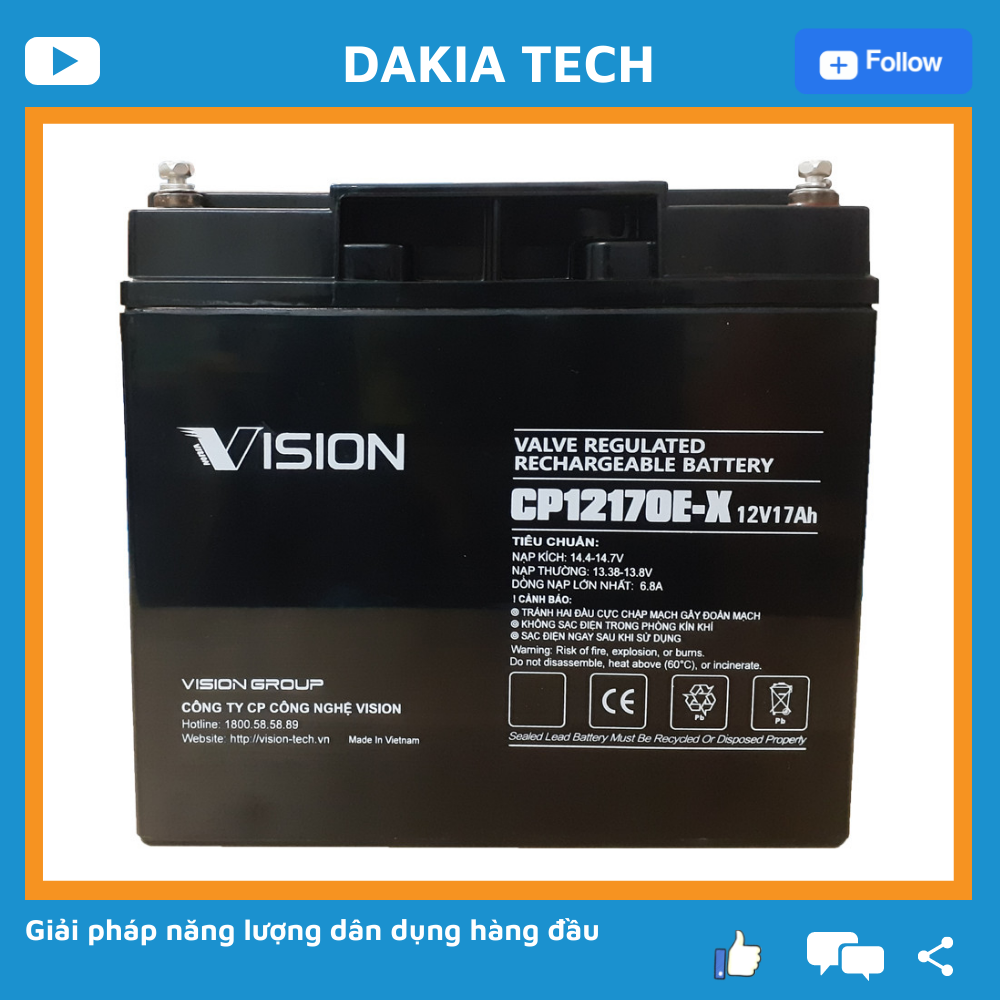 Ắc quy Vision 12V 17Ah CP12170E-X
