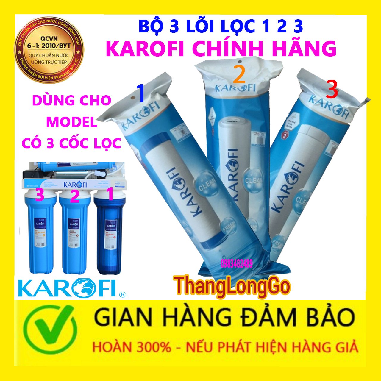 LÕI LỌC NƯỚC KAROFI SỐ 3