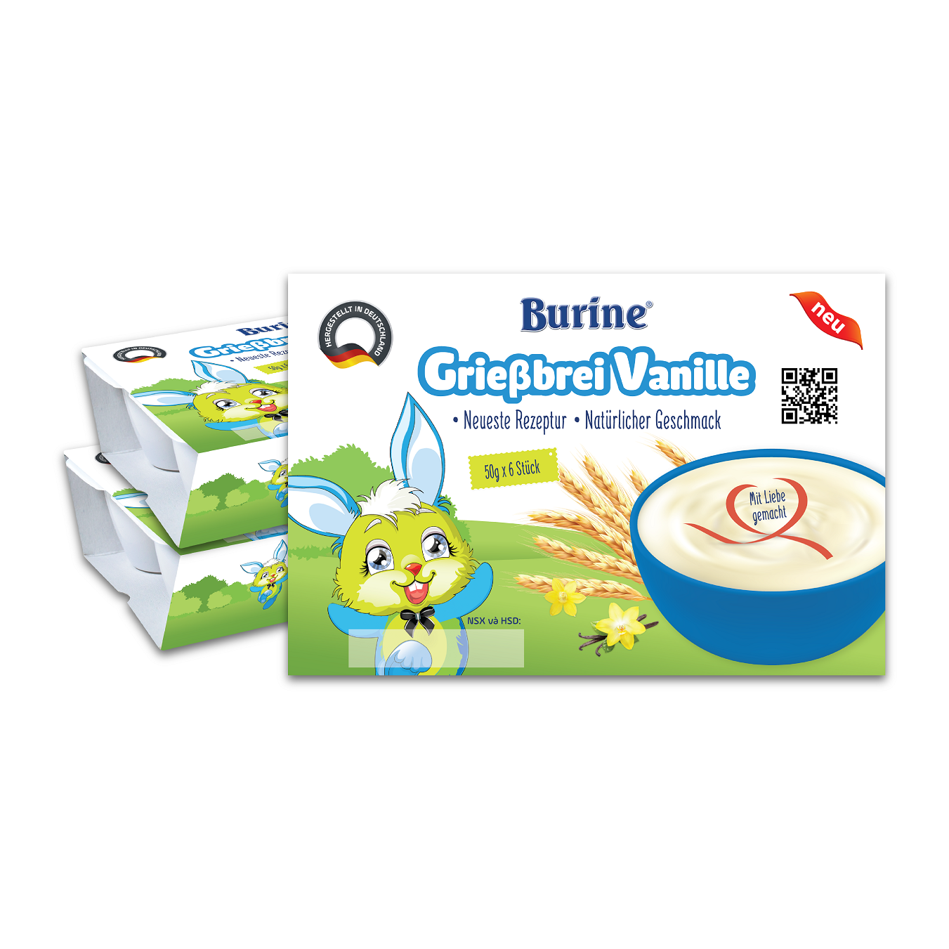 Combo 3 vỉ Cháo sữa ăn dặm Burine vani dành cho bé từ 6 tháng tuổi