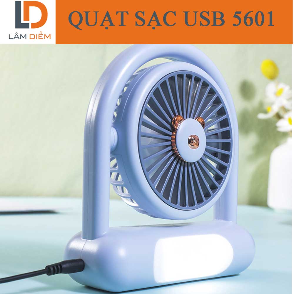 QUẠT SẠC MINI ĐỂ BÀN CÓ ĐÈN LED SIÊU MÁT 5601