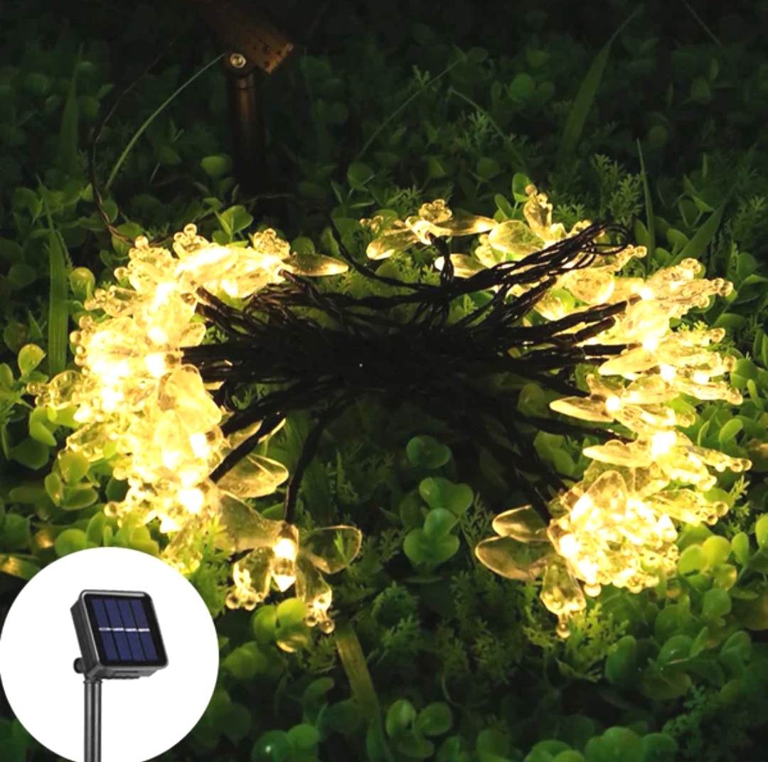 ♚♛ chuỗi đèn năng lượng mặt trời hình bướm đèn pin led sáng tạo cảnh quan ngoài trời chuỗi đèn trang trí giáng sinh