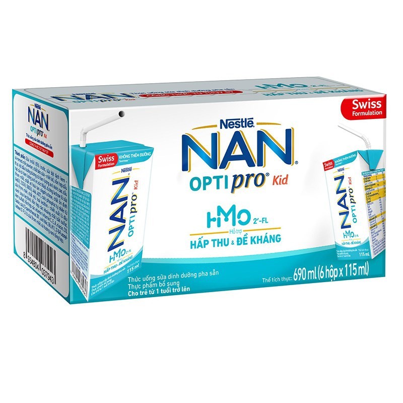 Thùng 36 hộp sữa pha sẵn Nestle Nan Optipro Kid 115ml hộp, sản phẩm tốt