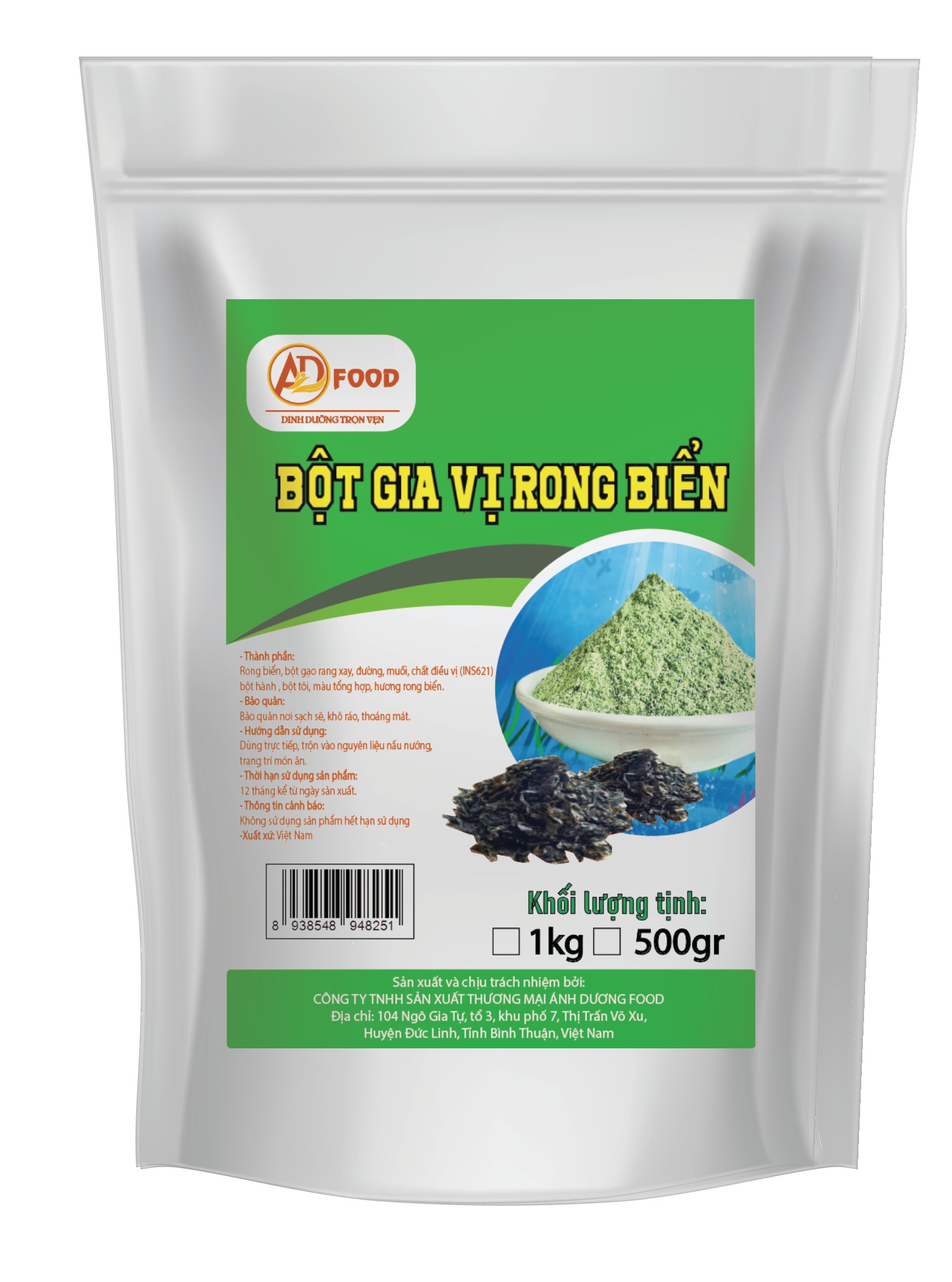 500g Bột rong biển chuyên dùng để nêm nếm gia vị trong nấu ăn, chế biến các món chiên lắc