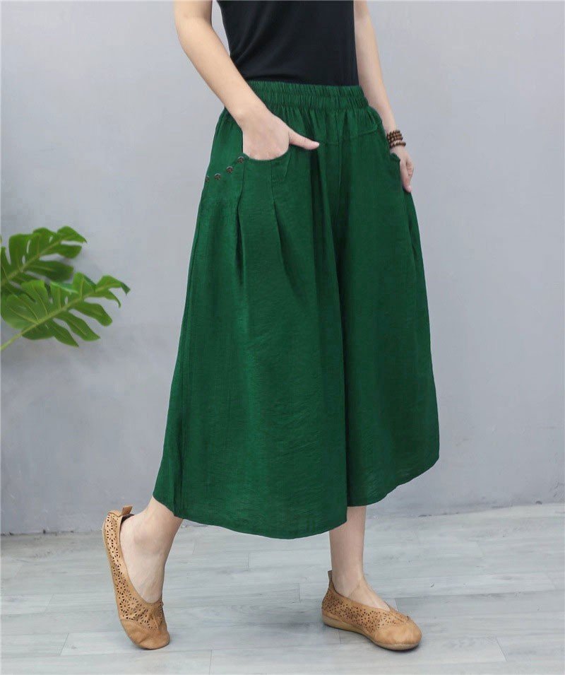 Quần đũi nữ ống rộng cạp chun dễ mặc Y5