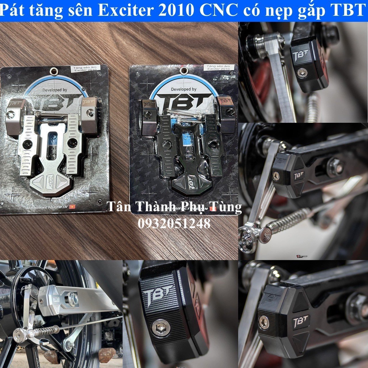 Pát tăng sên Exciter 2010 CNC có nẹp gắp-TBT chính hãng phutungxe 