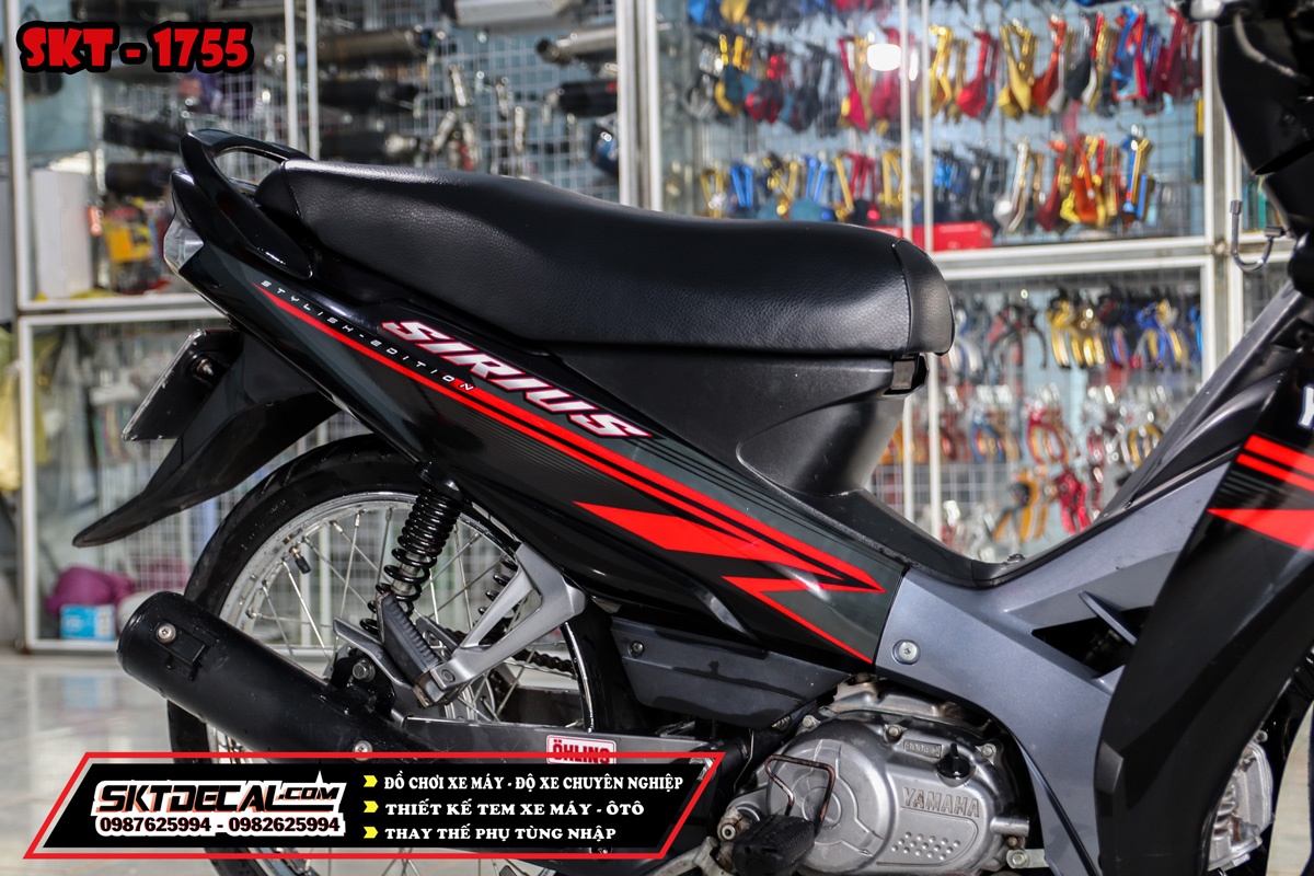 tem rời xe sirius đỏ đen