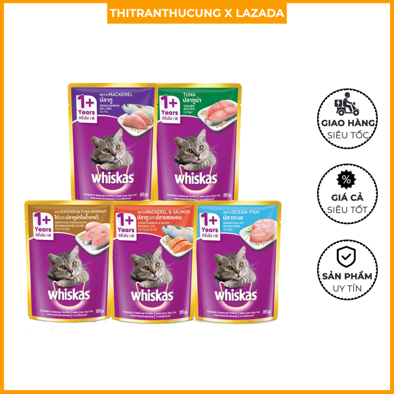 Thức ăn cho mèo pate Whiskas đủ vị túi 85g