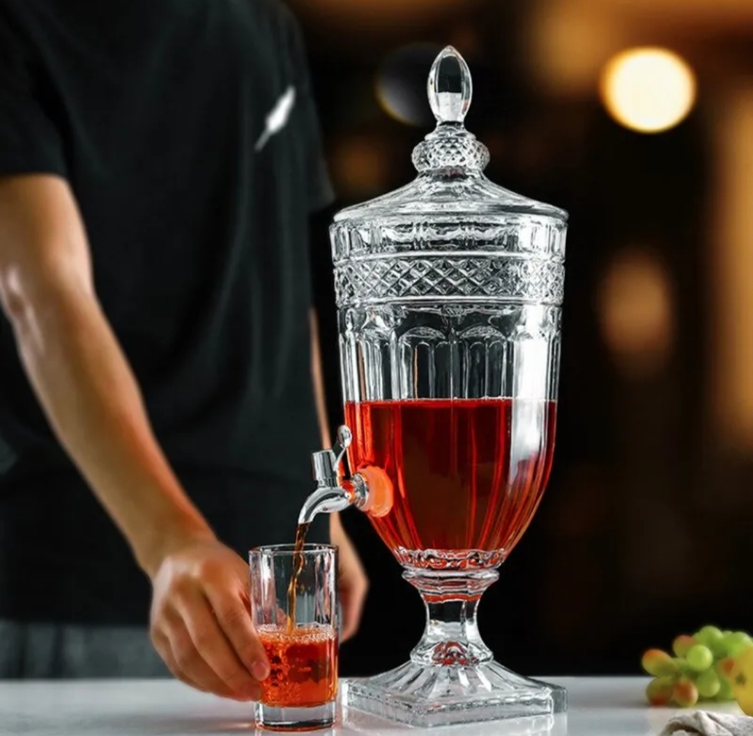 Bình ngâm rót rươu thủy tinh có vòi 2 Lít. Hàng cao cấp, sang trọng.