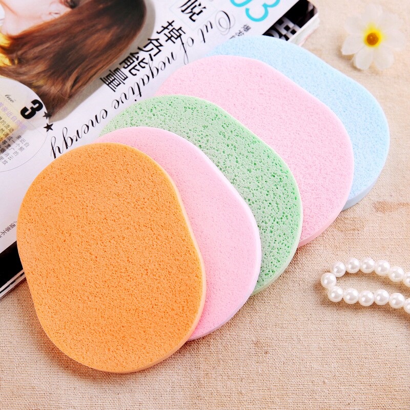 5 pcs Random Color Soft Facial Cleansing Sponge Face Makeup Powder Puff Wash Pad Professional Sponge