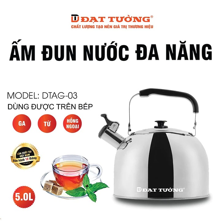 ẤM ĐUN NƯỚC TRÊN BẾP GAS BẾP TỪ 5L