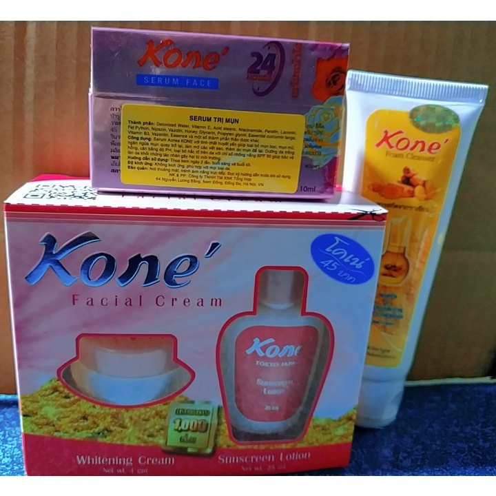 combo kone mụn thái lan ( kem + sữa rửa mặt + serum )