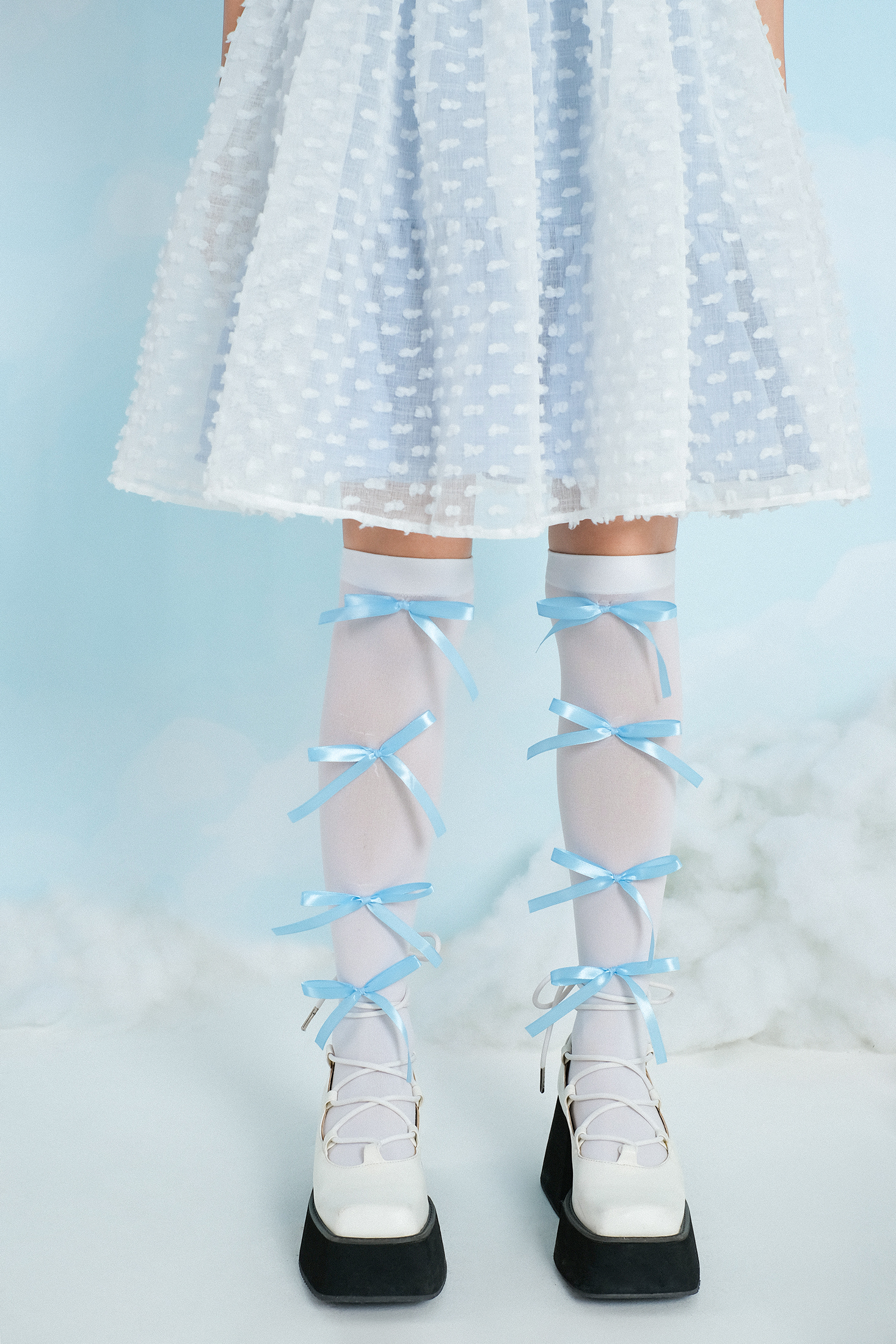 Double Moonshot - Set đầm xoè phối bèo Cotton Cloud