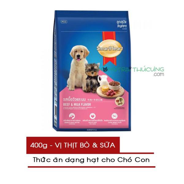 [HCM]Thức ăn hạt cho Chó Con SMARTHEART gói 400g - Vị Thịt Bò và Sữa - [Nông Trại Thú Cưng]