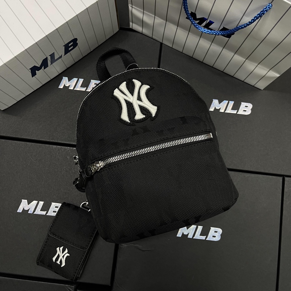 Balo Mini MLB NY Monogram Nylon Jacquard Backpack Full Tag Mac