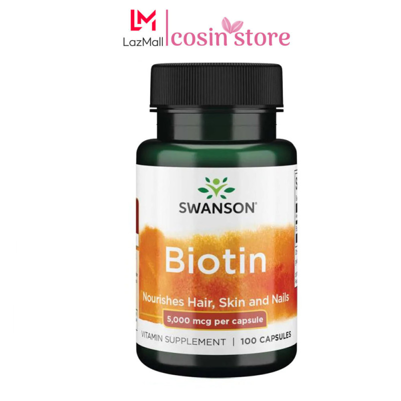 Viên Uống Swanson Biotin 5,000 Mcg của Mỹ 100 Viên - 5000mcg hỗ trợ mọc tóc, giúp tóc chắc khỏe