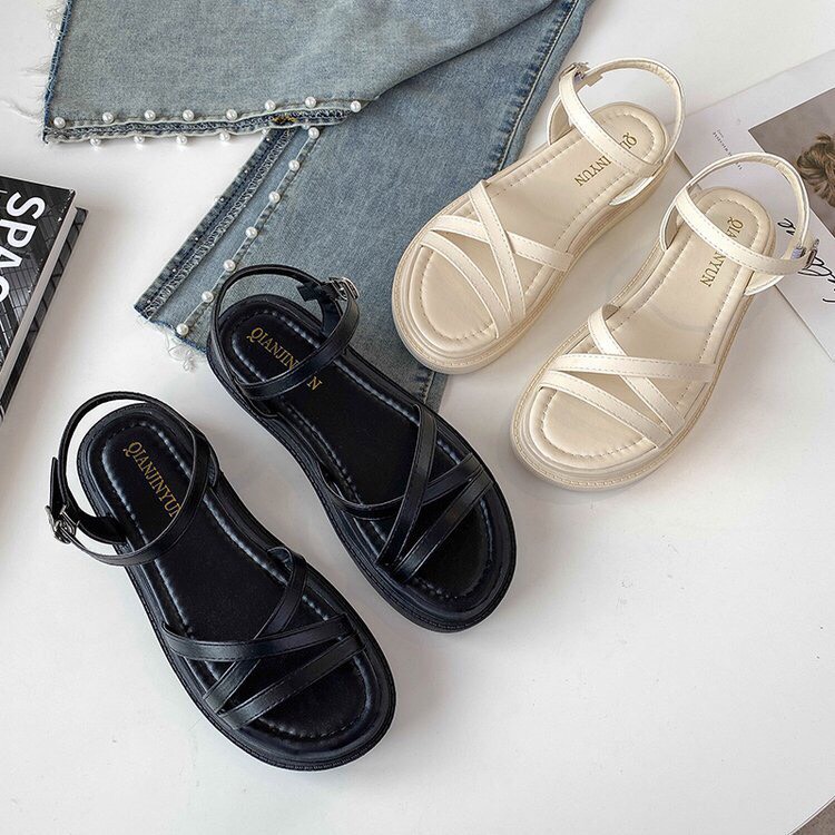 Sandal nữ quai chéo đan dây 3p siêu nhẹ Dép quai hậu đi học đi làm rẻ đẹp