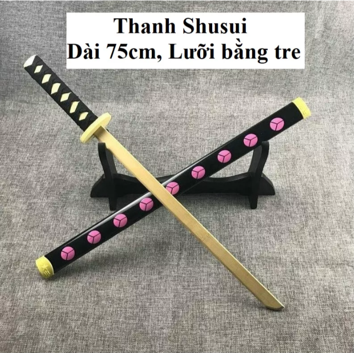 Mô Hình Kiếm Gỗ Zoro  kiếm nhật katana Dài 75cm ( lưỡi bằng gỗ )