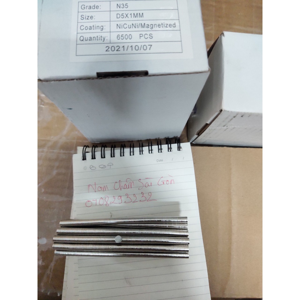 Nam châm đất hiếm 5x1mm N35 - Lực từ siêu mạnh (30 viên, 50 viên)
