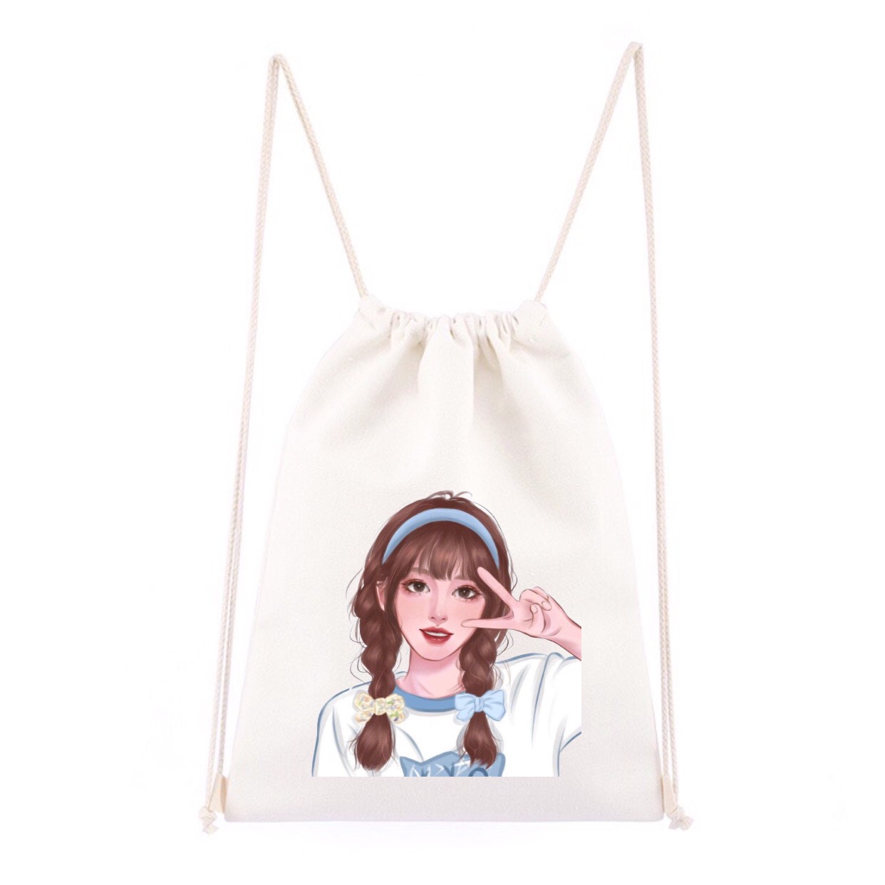 Balo dây rút vải canvas balo unisex đeo đi du lịch dã ngoại dễ thương mtt0269