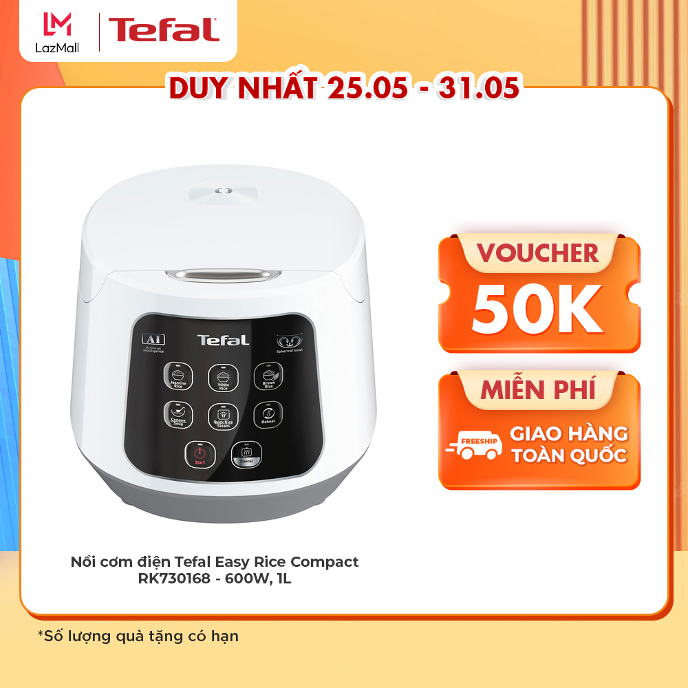 Nồi cơm điện tủ Tefal Easy Rice Compact RK730168 – 1L, 600W – Lòng nồi niêu phủ nhôm chống dính
