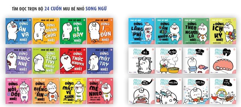 Sách - ehon kĩ năng sống: miu bé nhỏ, miu tự lập - combo 8 quyển song ngữ