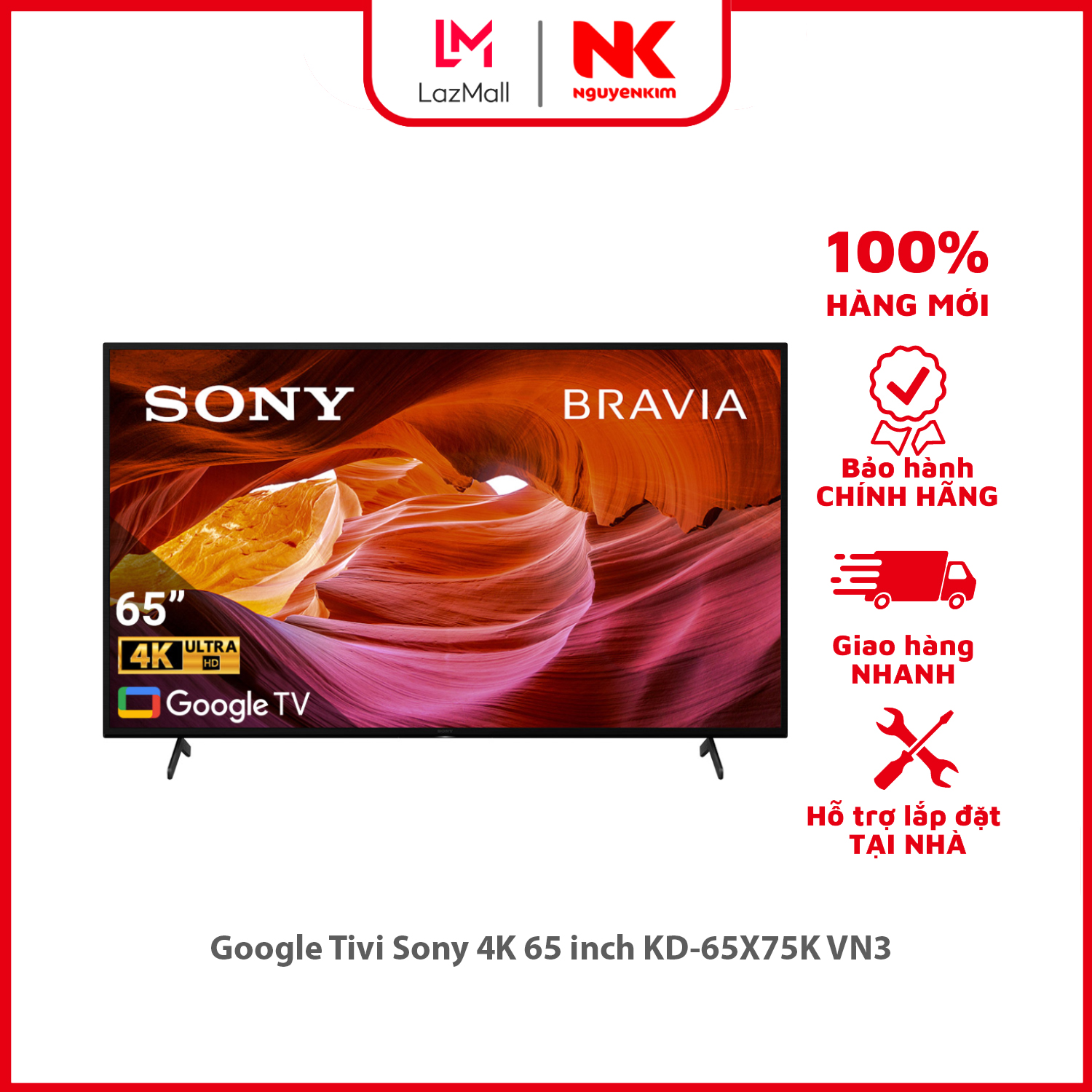 Google tivi sony 4k 65 inch kd-65x75k vn3