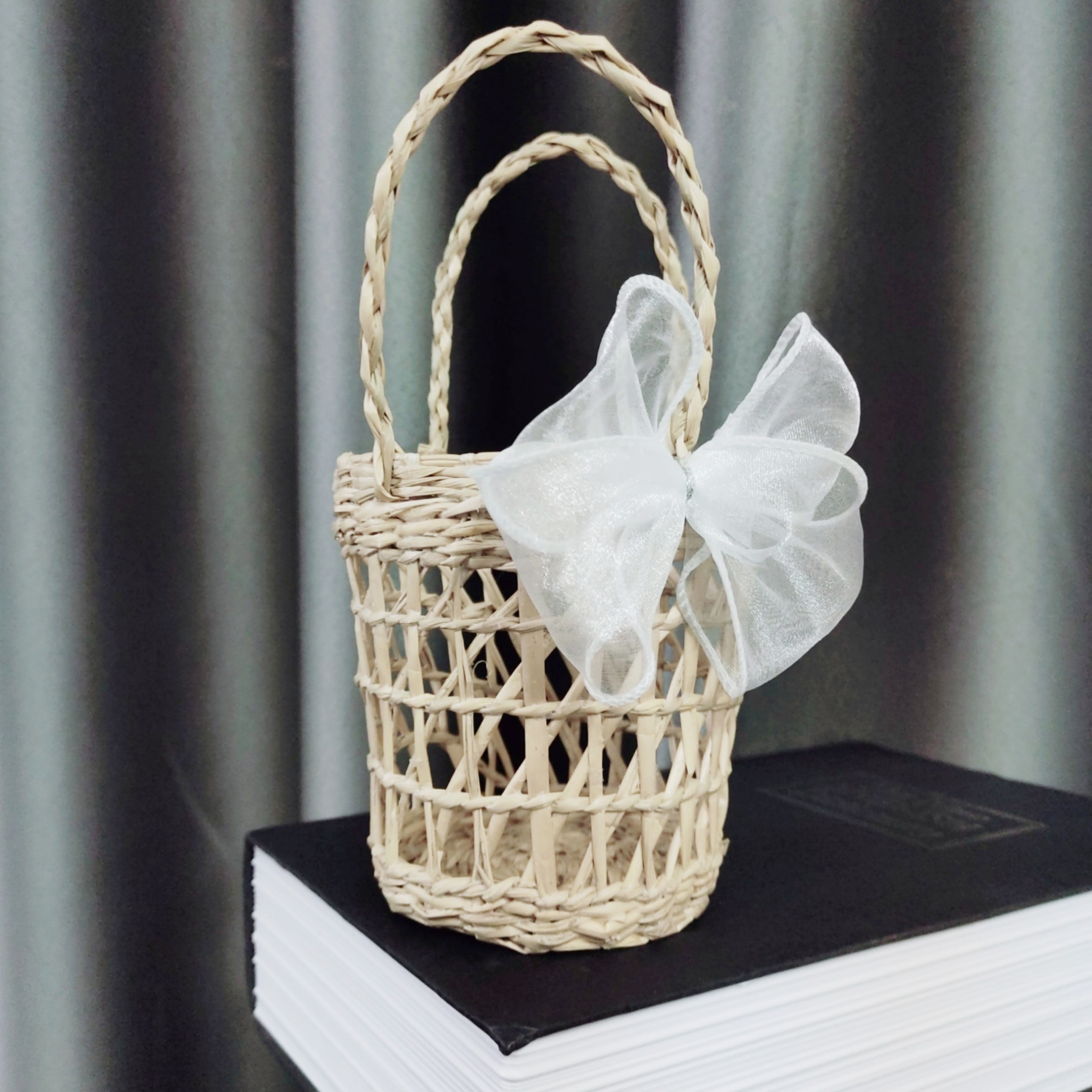 Túi Cói Mini Vintage Cầm Tay Sống Ảo (18x16cm)
