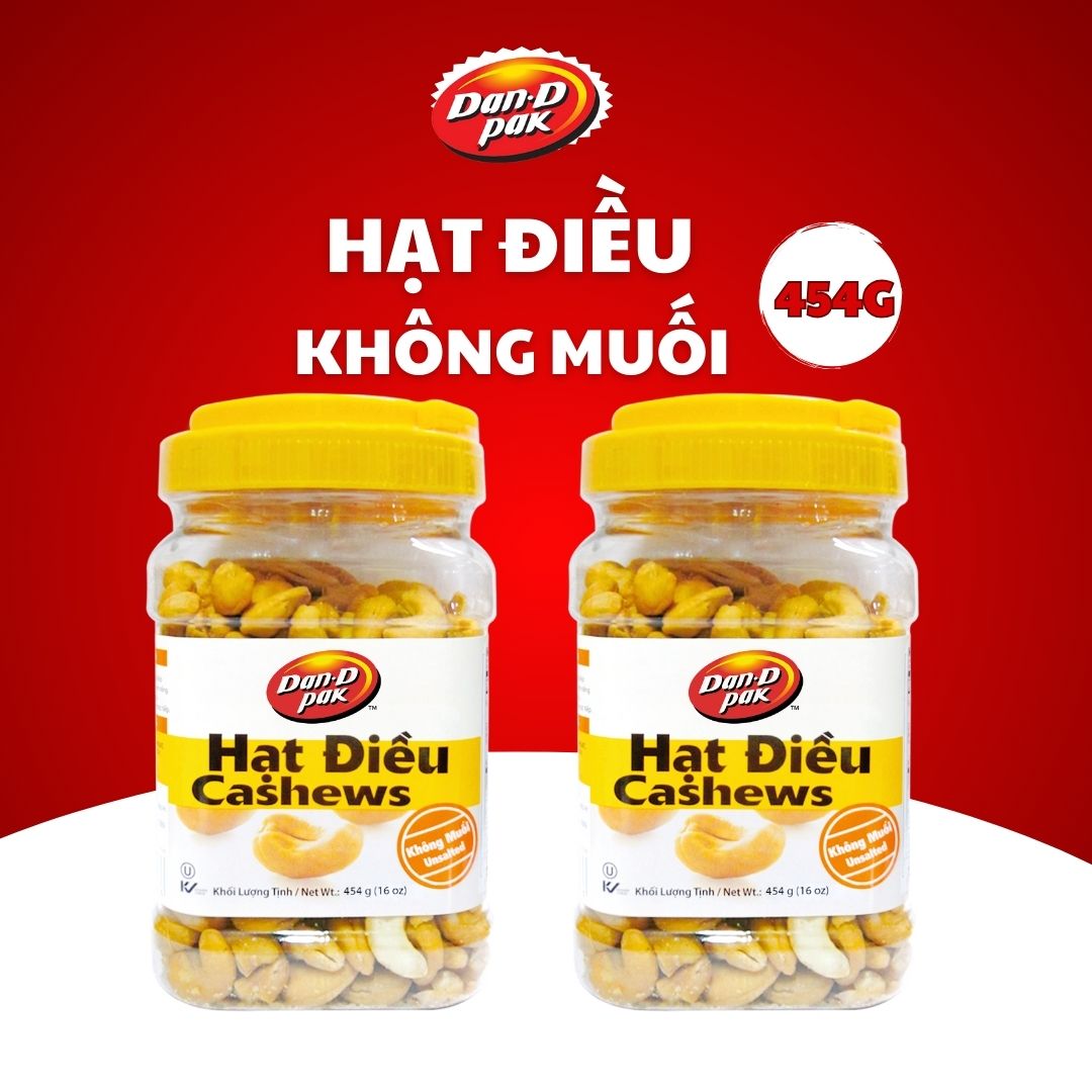 [Chính hãng] Hạt Điều Không Muối 454g Dan D Pak