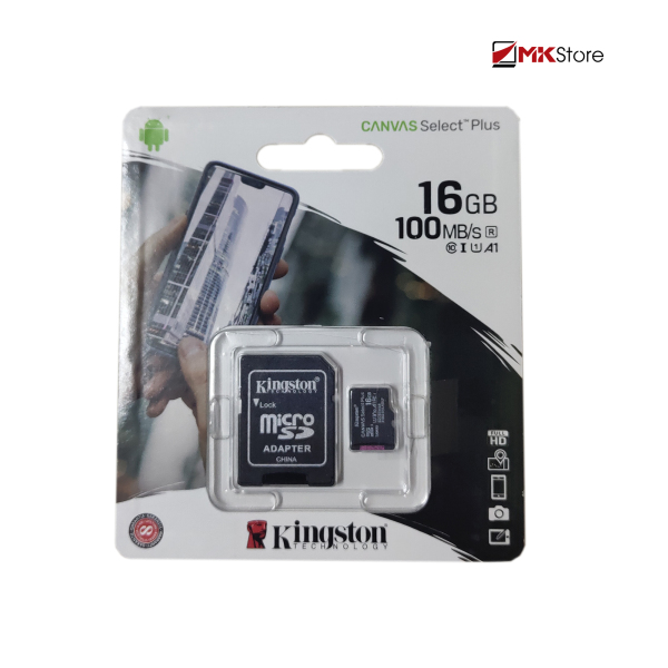 Thẻ nhớ Kingston 16Gb Micro SDHC Canvas select100r CL10 Single Pack + Adapter SDCS2/16GB