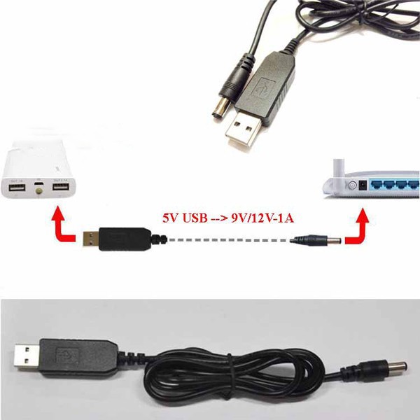 Cáp chuyển đổi điện áp từ cổng usb 5v sang 9v/12v