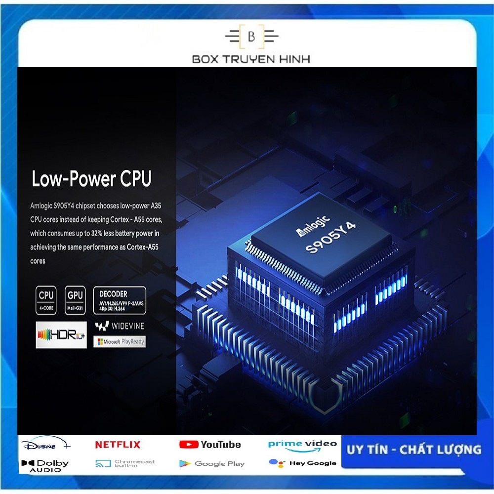 Android Box Mecool KM7 Plus, Remote voice giọng nói, Android TV 11 Google CE, Netflix 4K, CPU S905Y4, DDR4 2GB, Rom 16GB, Wifi 2.4Ghz/5Ghz, Bluetooth 5.0, cấu hình mạnh mẽ, giá tốt