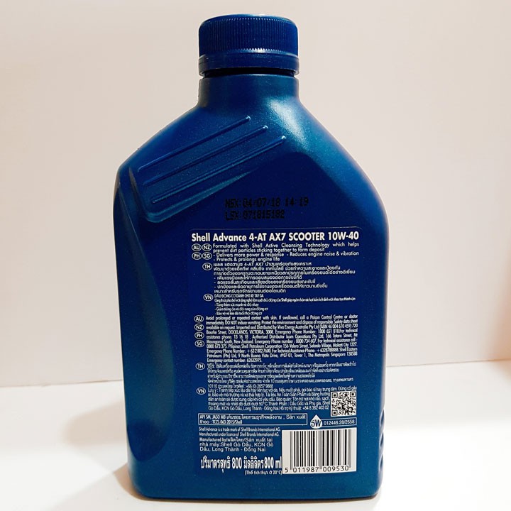 Nhớt xe số Shell Advance AX7 loại 1L - PT12