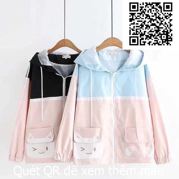 Áo khoác dù tai mèo dễ thương