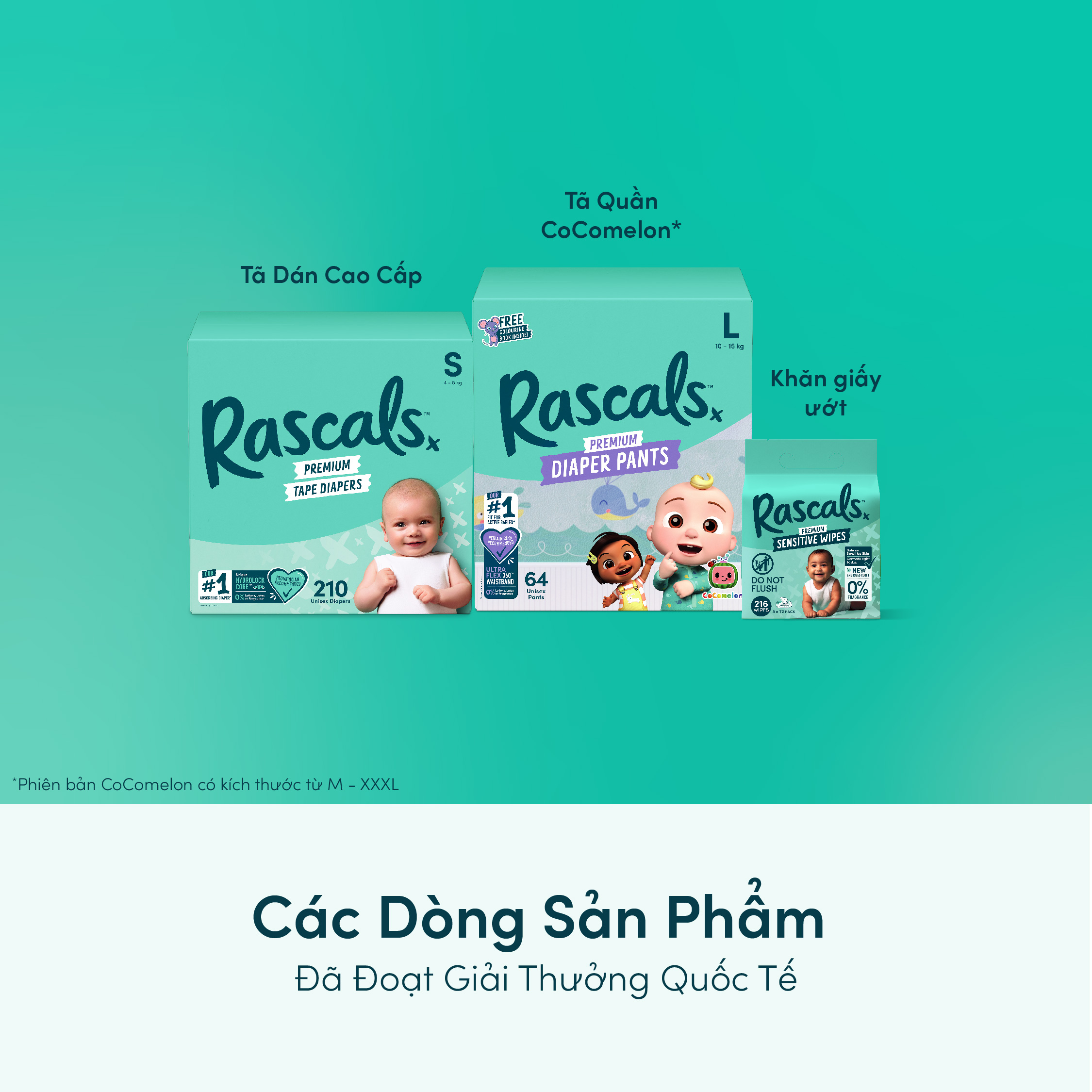 Tã/Bỉm Quần Rascals Size M (6-11kg) 58 miếng