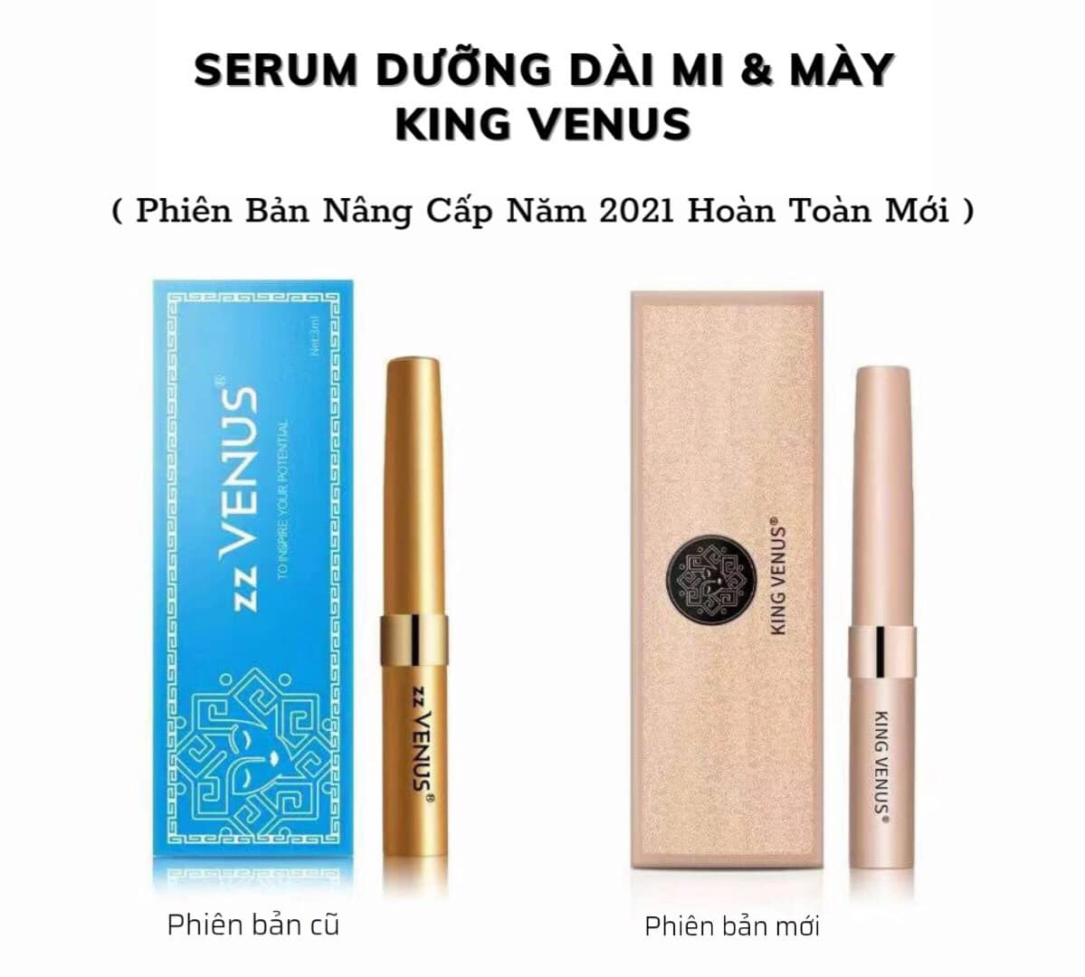[Chính hãng] Combo Siêu Tiết Kiệm KING VENUS [Serum kích mọc tóc zzVENUS + Dưỡng mi KING VENUS (zz VENUS)]
