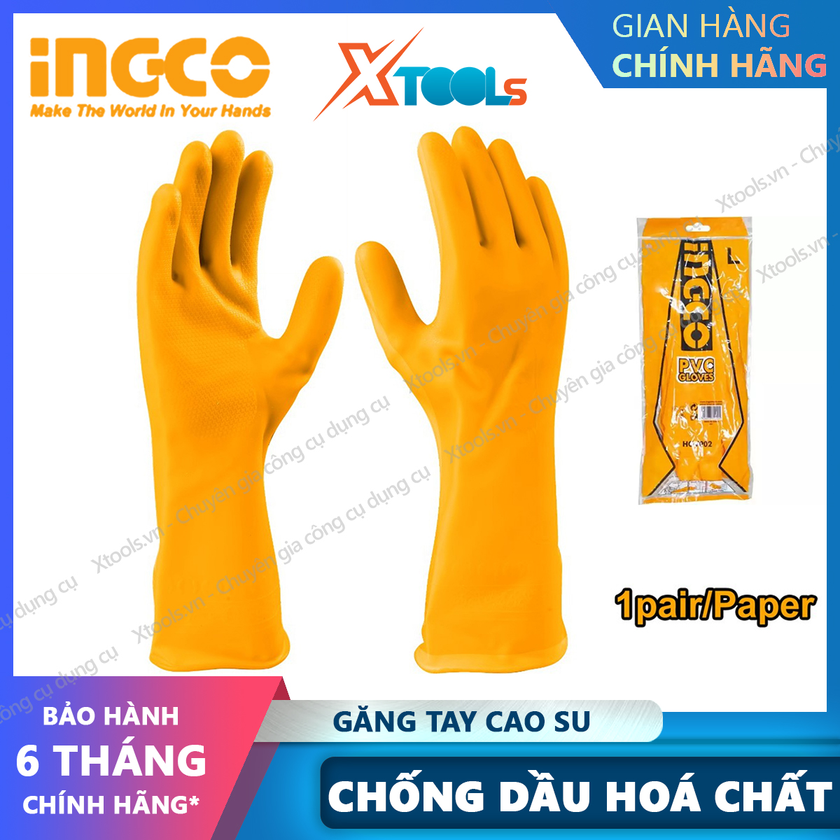 Latex gloves ingco HGVP02 glove protective PVC super long gardening cleaning toilet door sink bowl anti-chemical water
