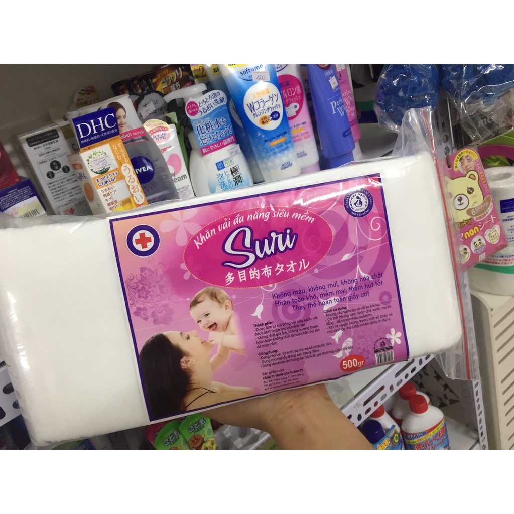 Khăn vải khô đa năng siêu mềm Suri cuộn 500g