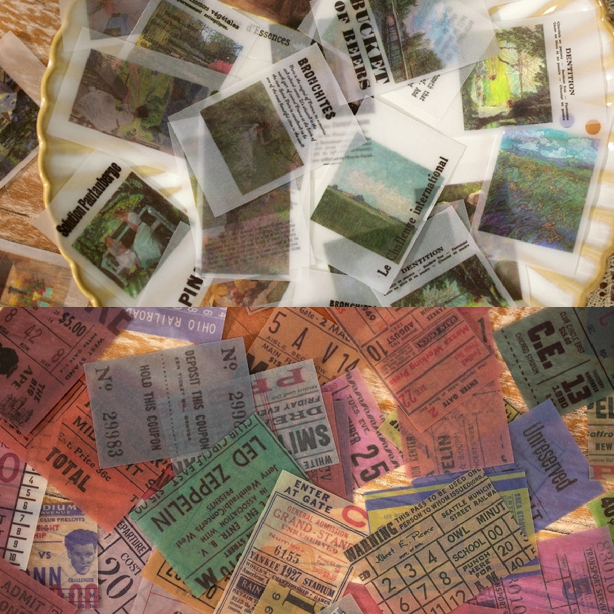 Cuốn 50 miếng giấy note vintage trang trí journal