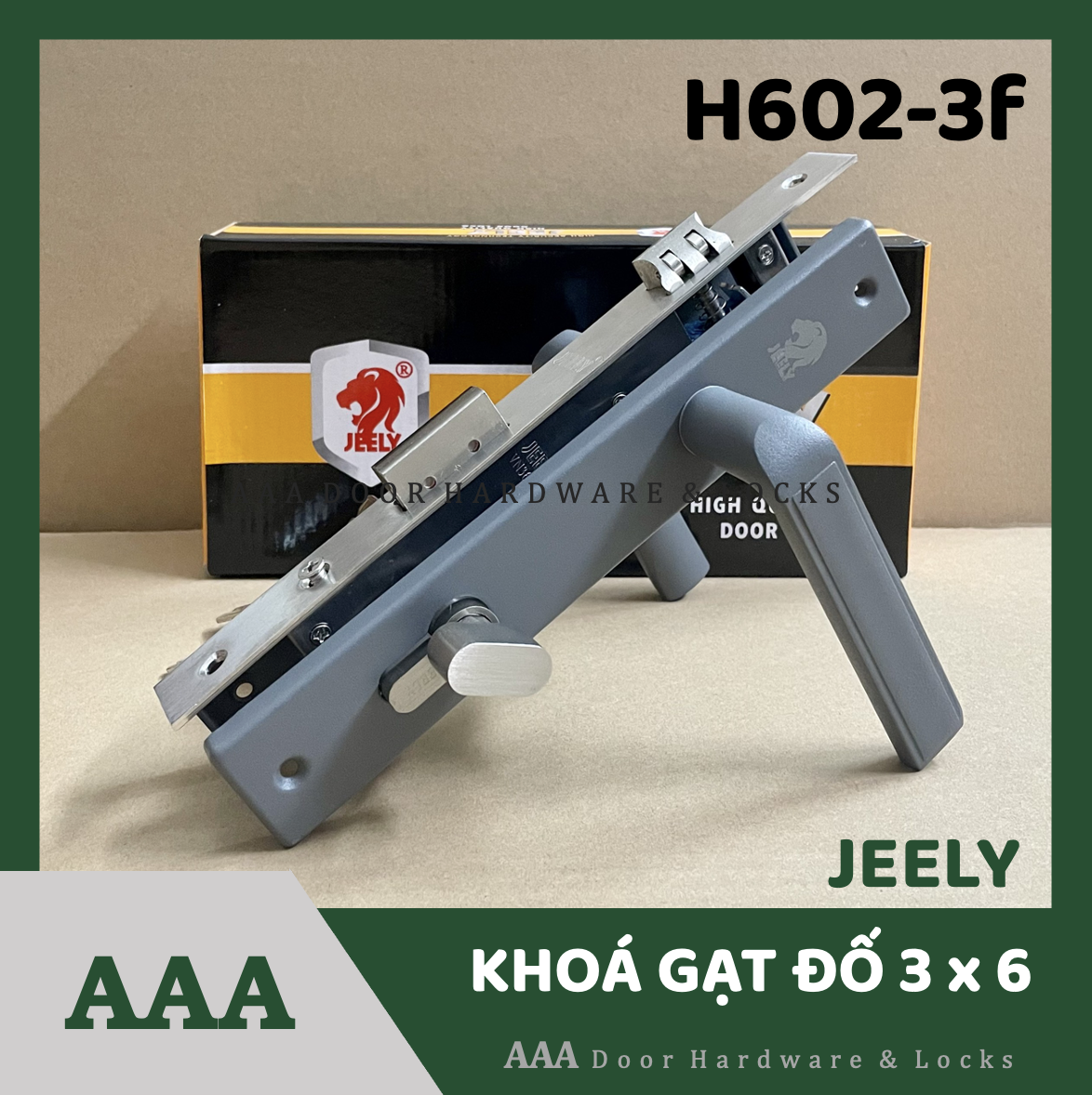 Khóa tay gạt jeely h602 hệ 700 dùng cho cửa nhôm, sắt, gỗ đố 3x6
