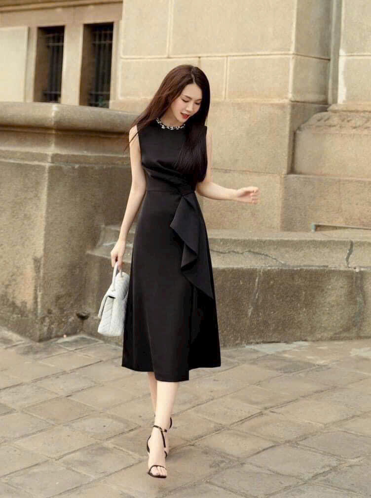 ĐẦM XÒE CỔ HẠT PHỐI BÈO D45280